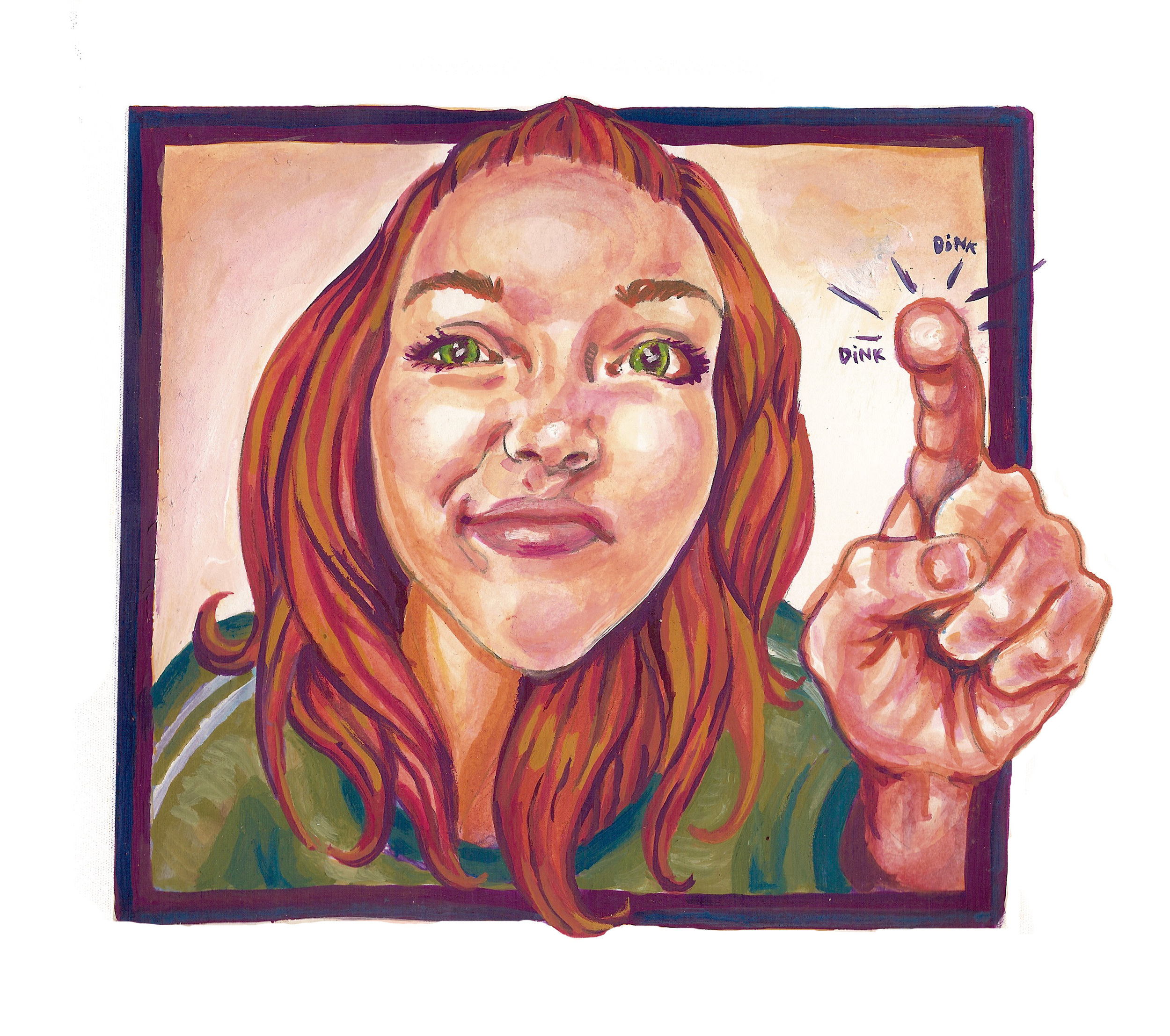 "Behind the Glass" Gouache on Paper