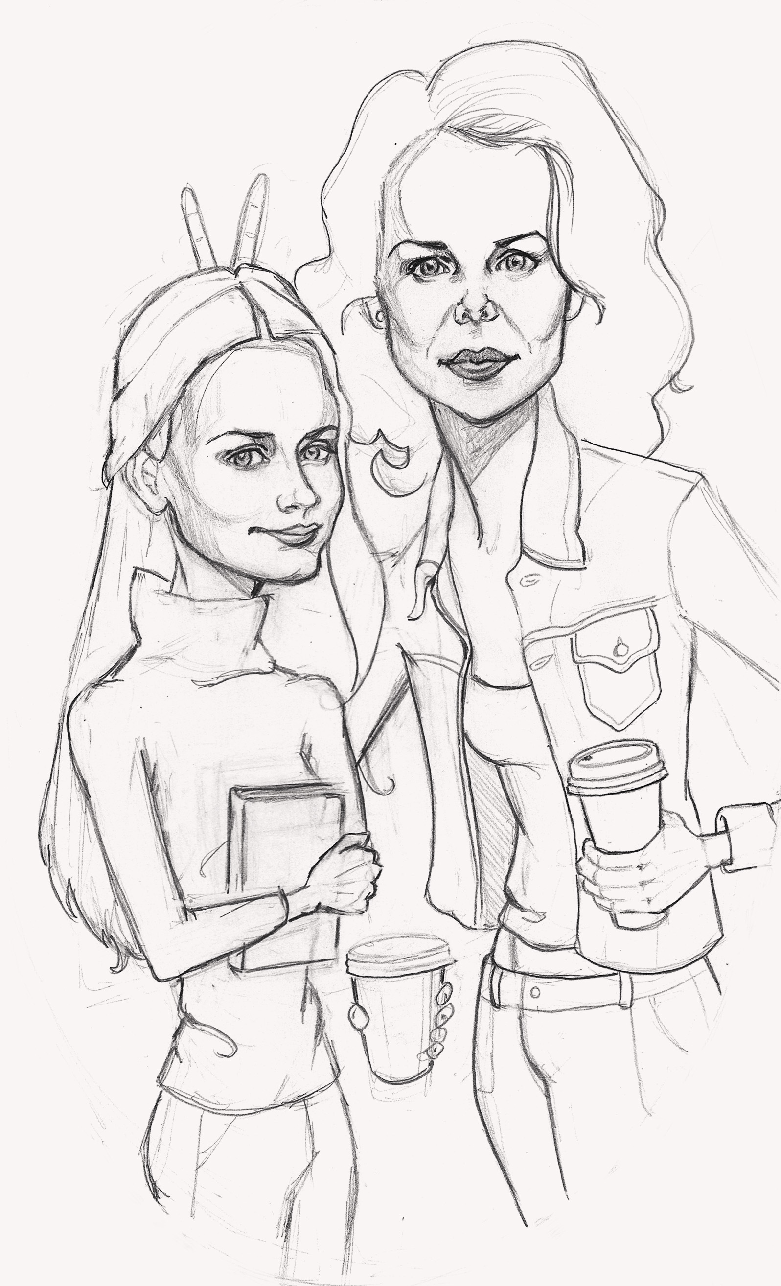 "Gilmore Girls Caricature" Pencil on Paper