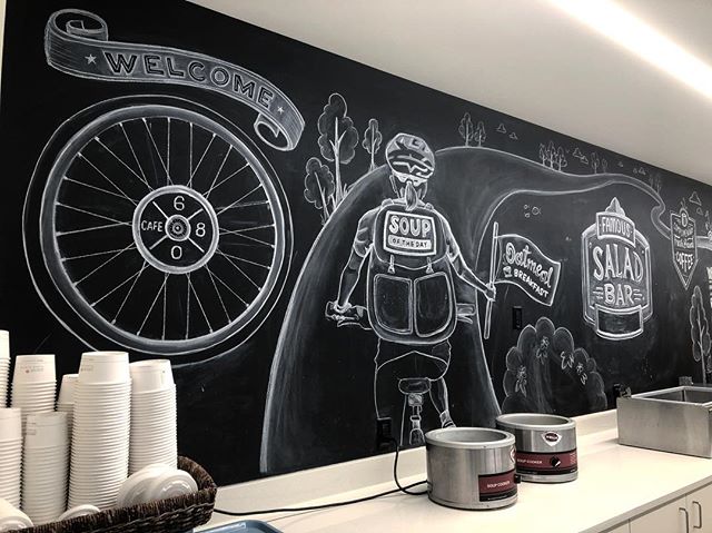 Summer Chalkboard update for #alleninstitute cafeteria. Had a fun time playing around with this bike theme.