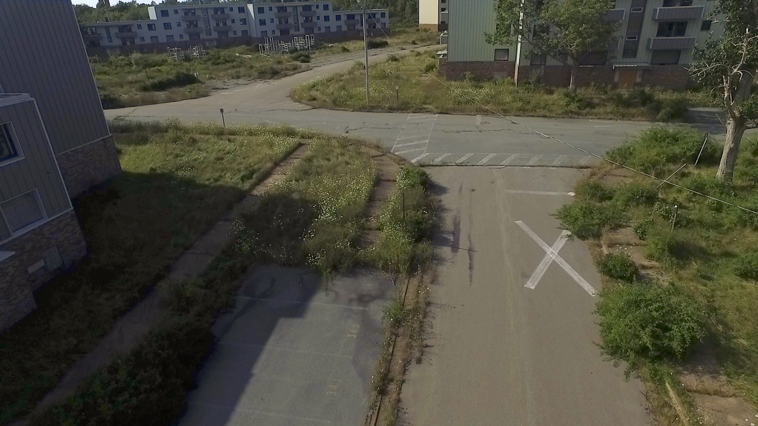 Streets still have the paint markings of a once busy street life.