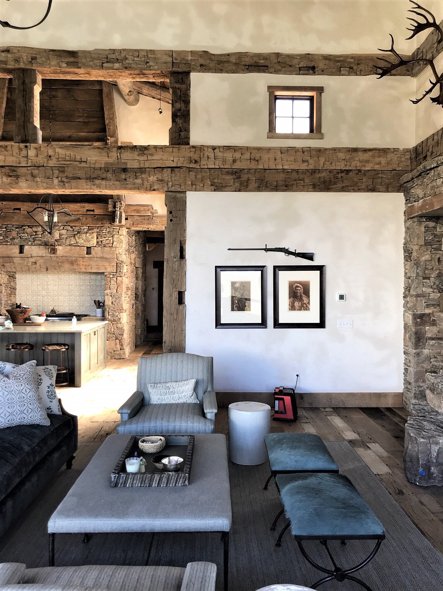 Big Sky Yellowstone Club Custom Home Mausfalle living area and walls Oct 2019.jpg