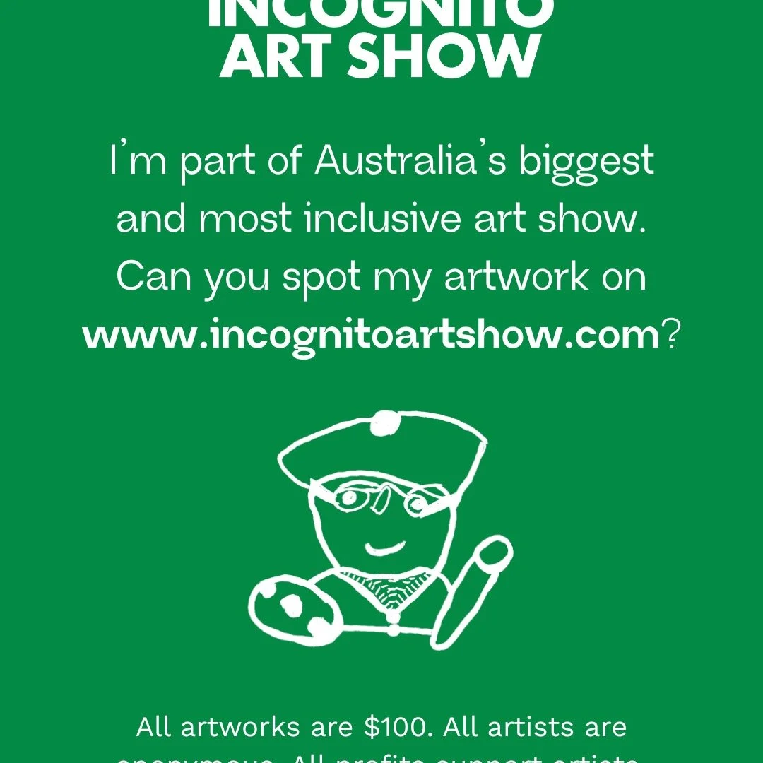 I have an artwork anonymously exhibited in the Incognito Art Show. Can you guess which one is mine?

Browse the full collection and add your favourites to your wishlist before the show www.incognitoartshow.com

All artworks are $100. All artists are 
