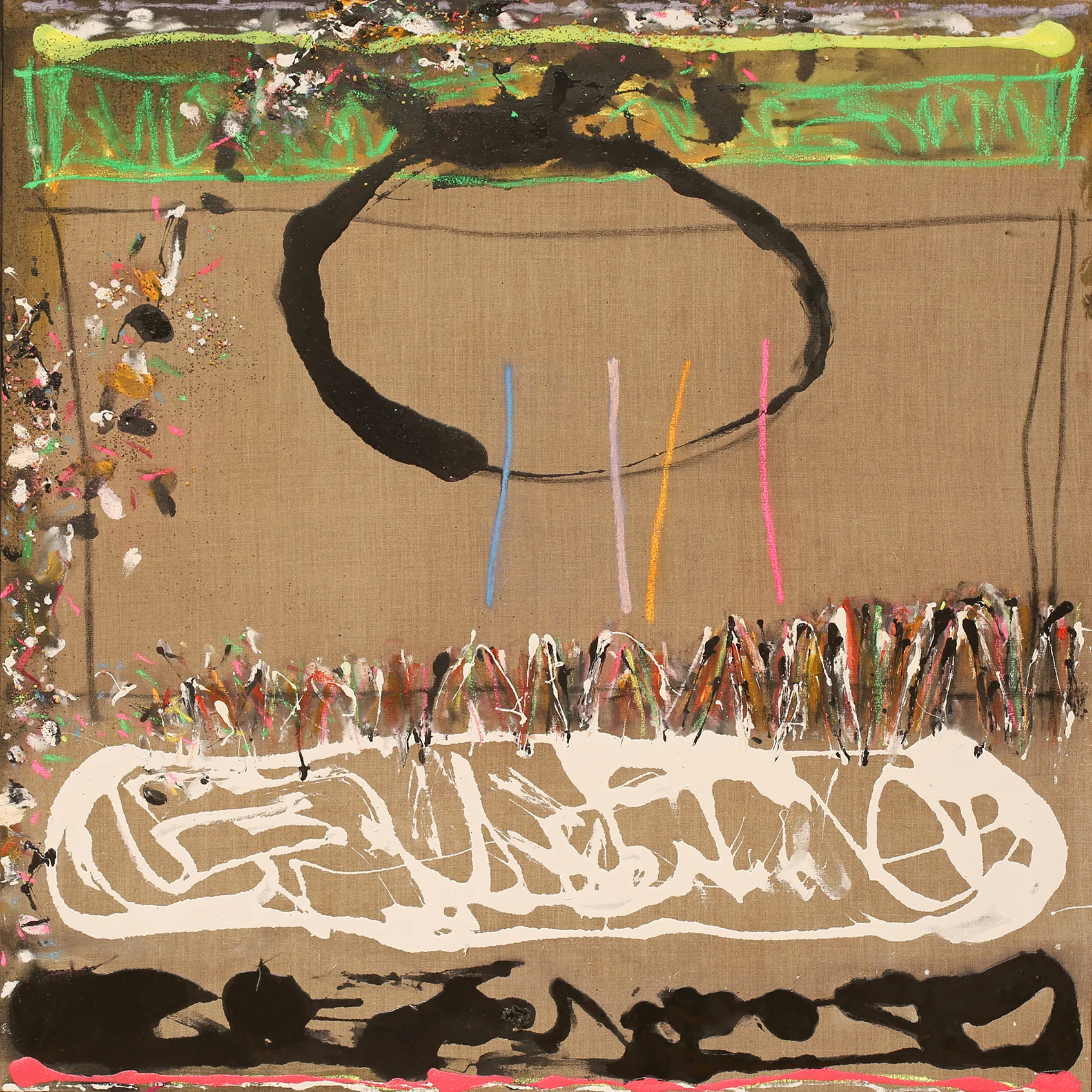 Joyce Weinstein, SUMMER COUNTRY FIELDS WITH GREEN AND WHITE, 40 x 40 inches, oil and mixed media on linen.