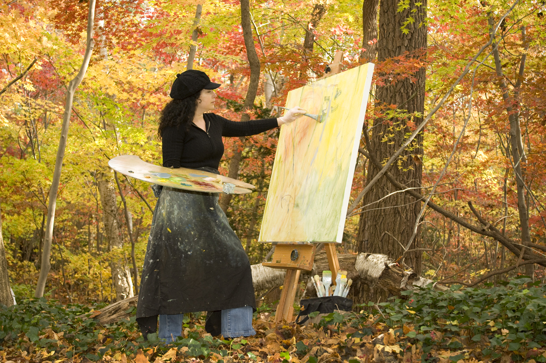 Rachelle Krieger painting at Sands Point Preserve, 2007. Photo credit: Don Gatehouse