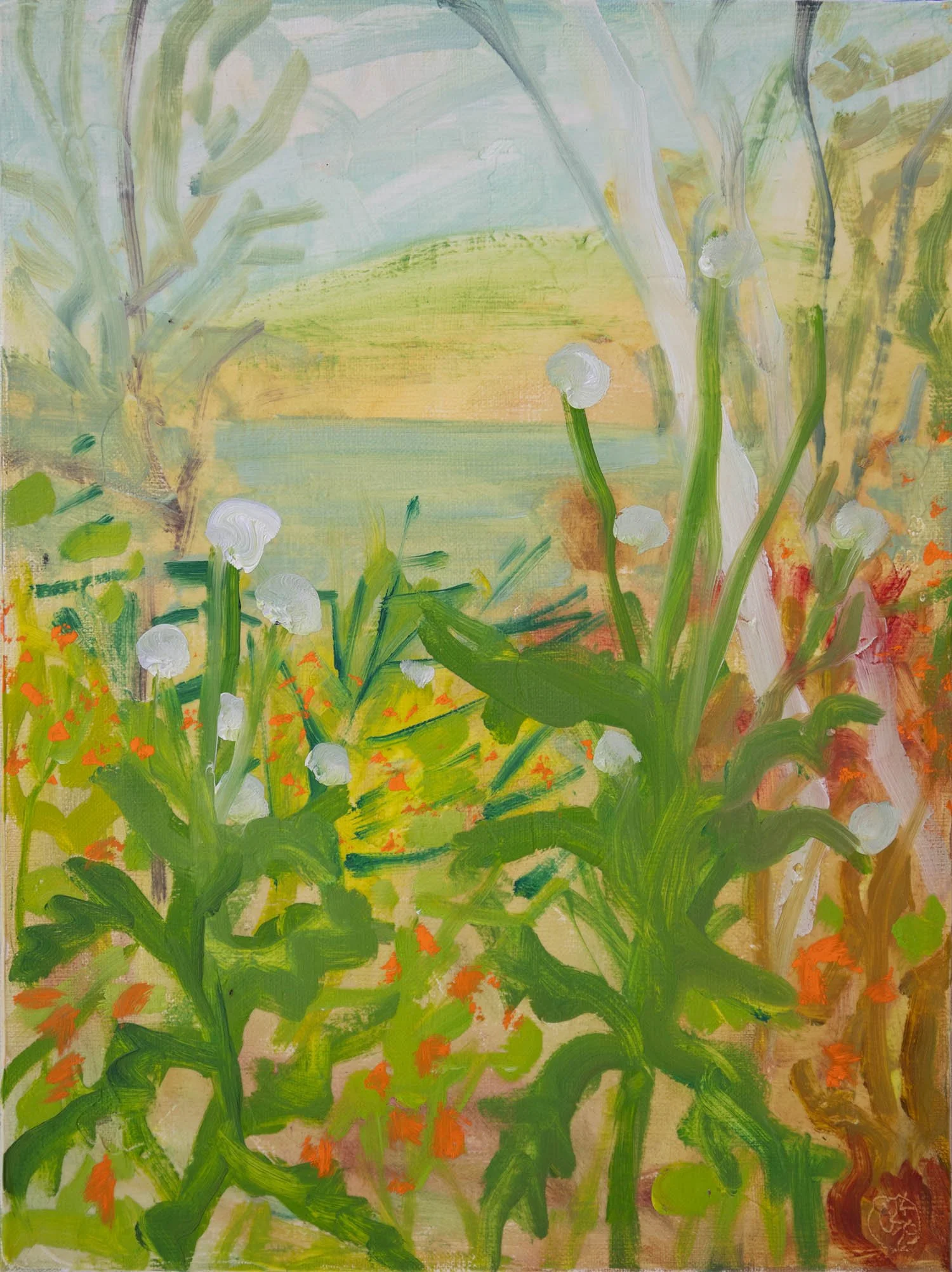   American Burnweed with Superfund Site  2025, Acrylic and oil on linen  10 x 8 in. (25.4 x 20.3 cm) 