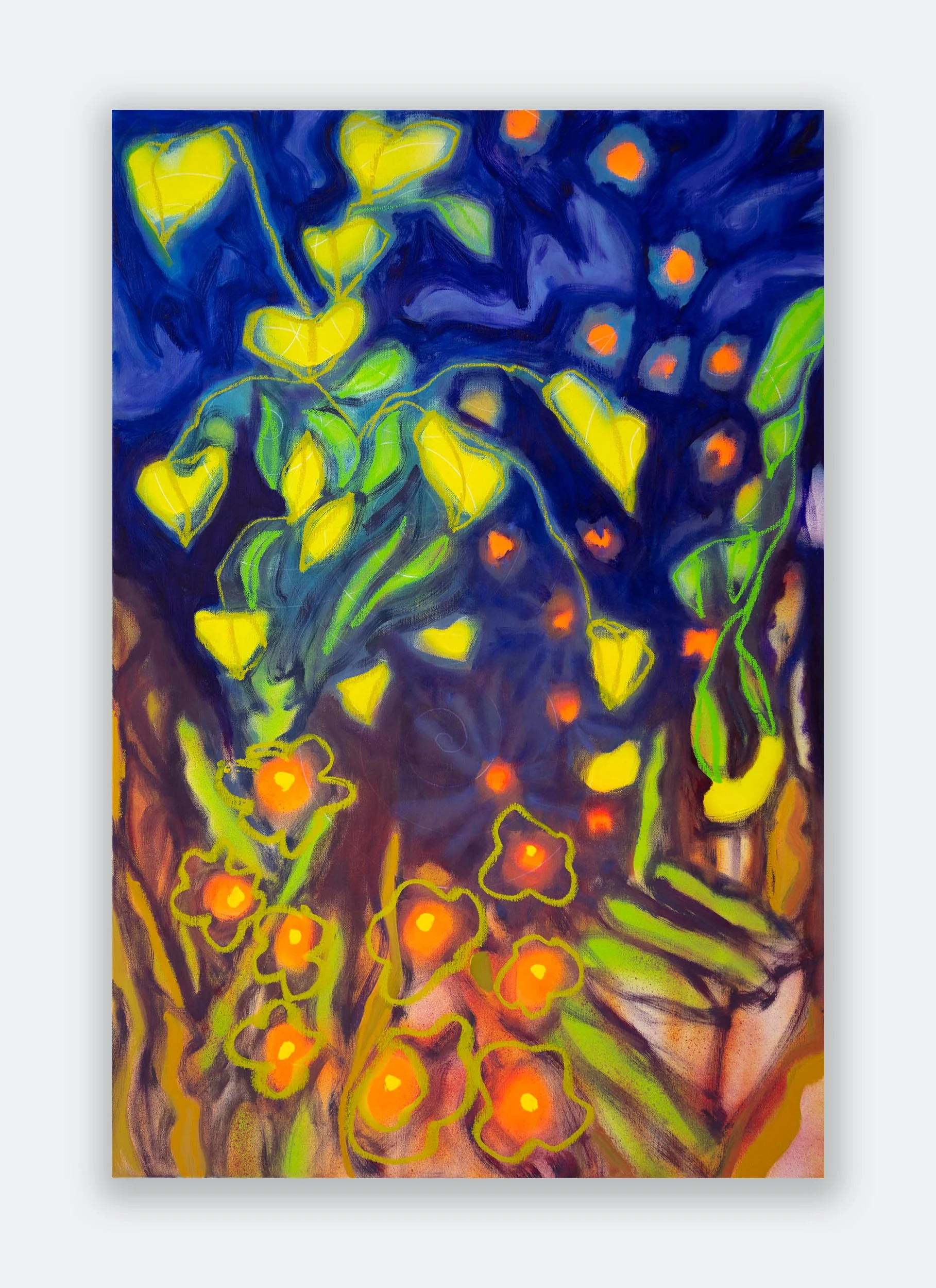   The earth remembered me, II  2025, Acrylic, spraypaint, oilbar, oil on linen  36 x 24 in. (91.4 x 61 cm) 