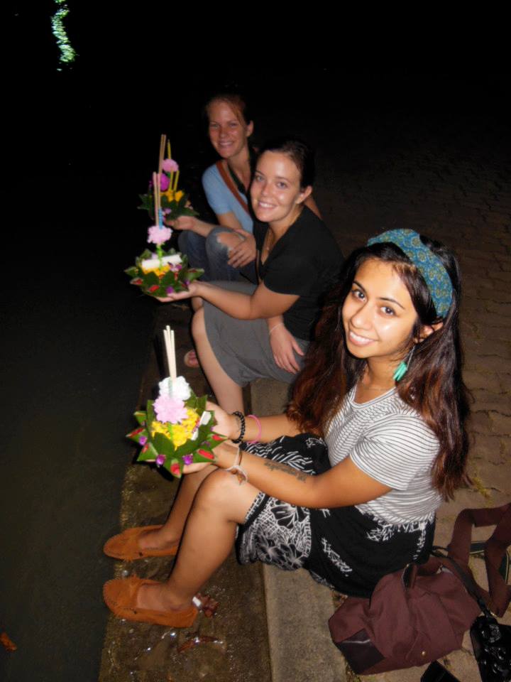Our krathongs floated across the lake together and it was beautiful.