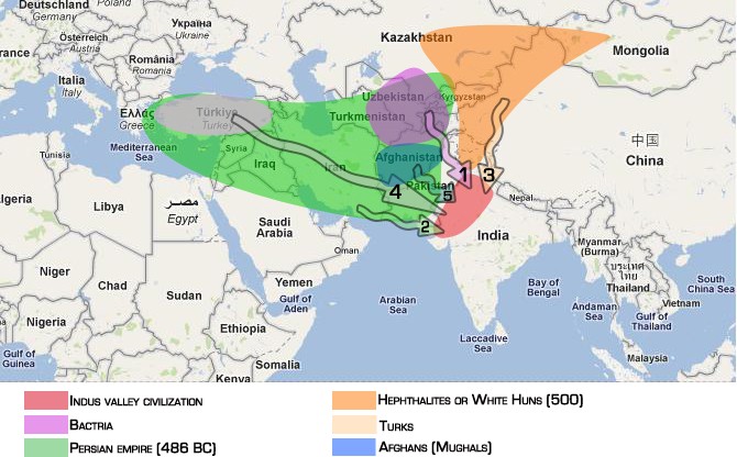 Paths of Arya-led migrations