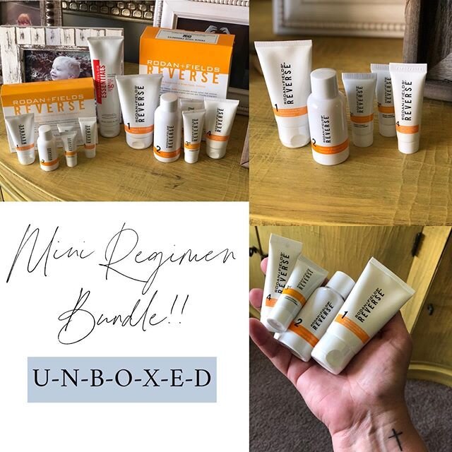 You guys! I unboxed my mini regimen bundle!! Aren&rsquo;t they the cutest? 🤷🏻&zwj;♀️🤷🏻&zwj;♀️ Grab yours while supplies last!! (They&rsquo;re selling out fast!) 🎉🎉 To sweeten an already sweet deal, the next TWO people who purchase the mini bund