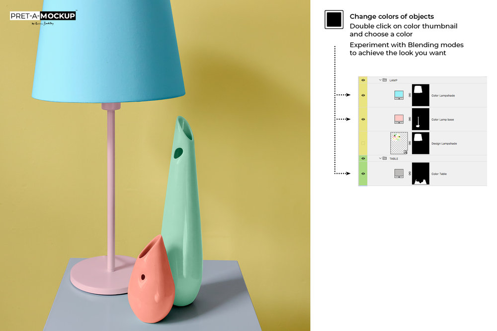 Lamp And Vases Photo Mockup Kevin Brackley Lamp And Vases Photo Mockup, How Can You Change The Color Of A Lampshade
