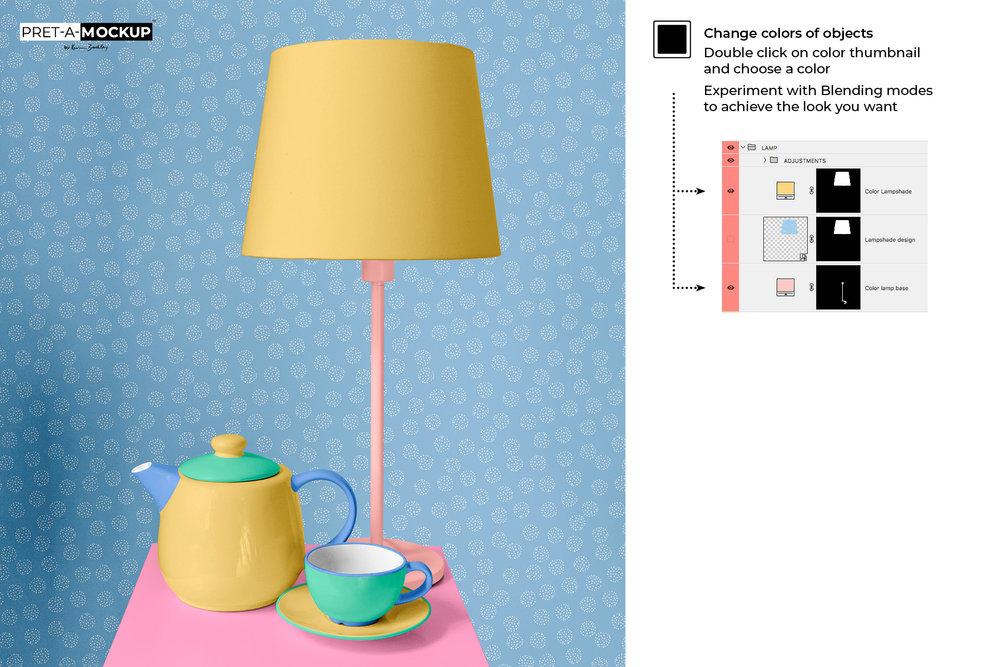 Lamp And Teaset Photo Mockup, How Can You Change The Color Of A Lampshade