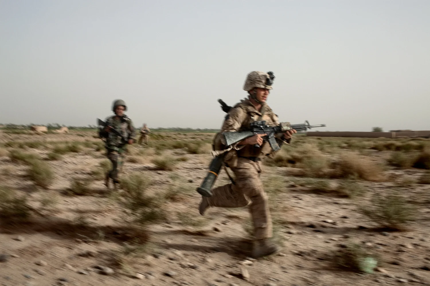 U.S. Marines come under attack while on patrol as part of a joint operation with British forces in Marja District, Helmand Province, Afghanistan.