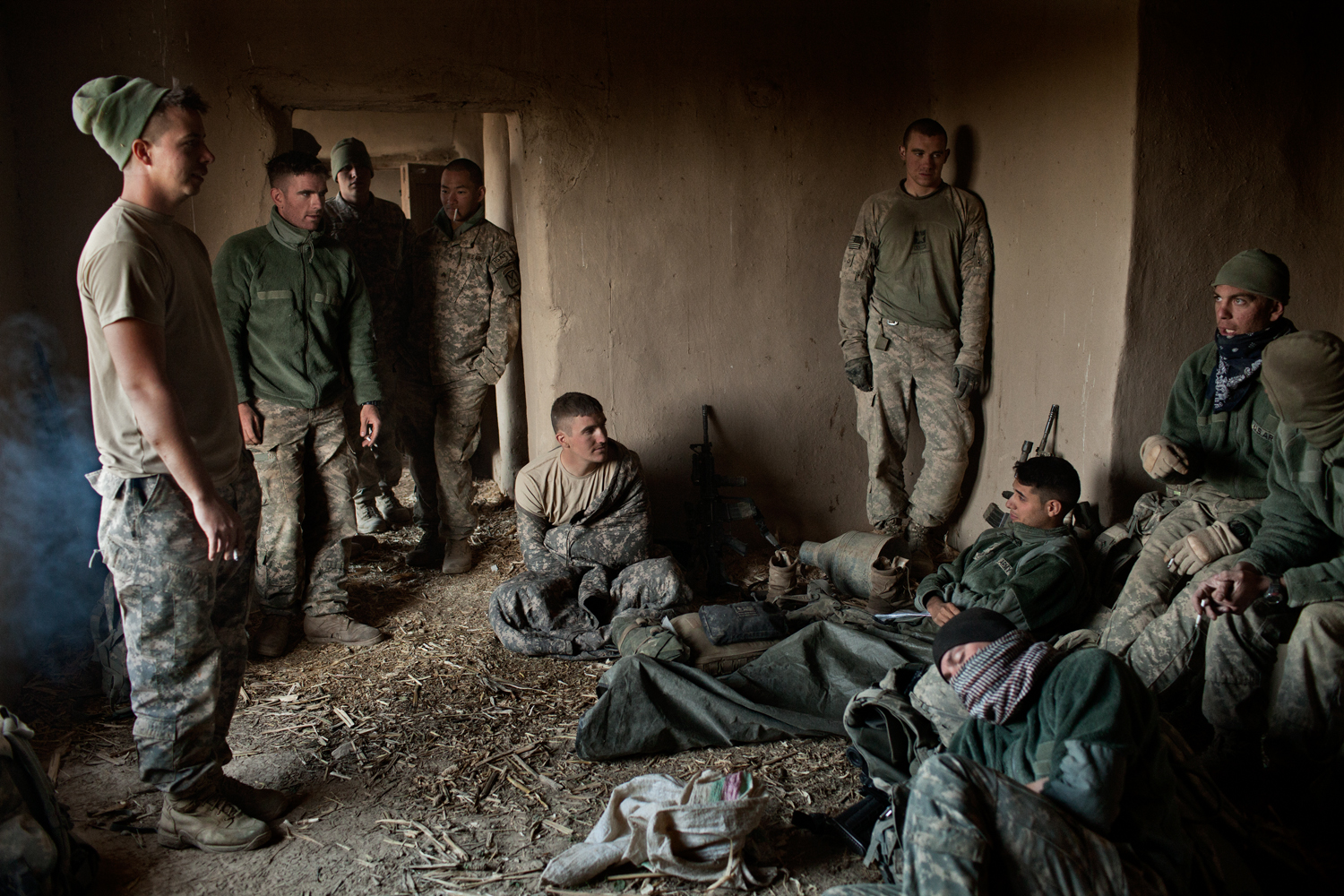  U.S. Army soldiers occupy an abandoned house during an operation in the Tangi Valley, Wardak Province, Afghanistan.       