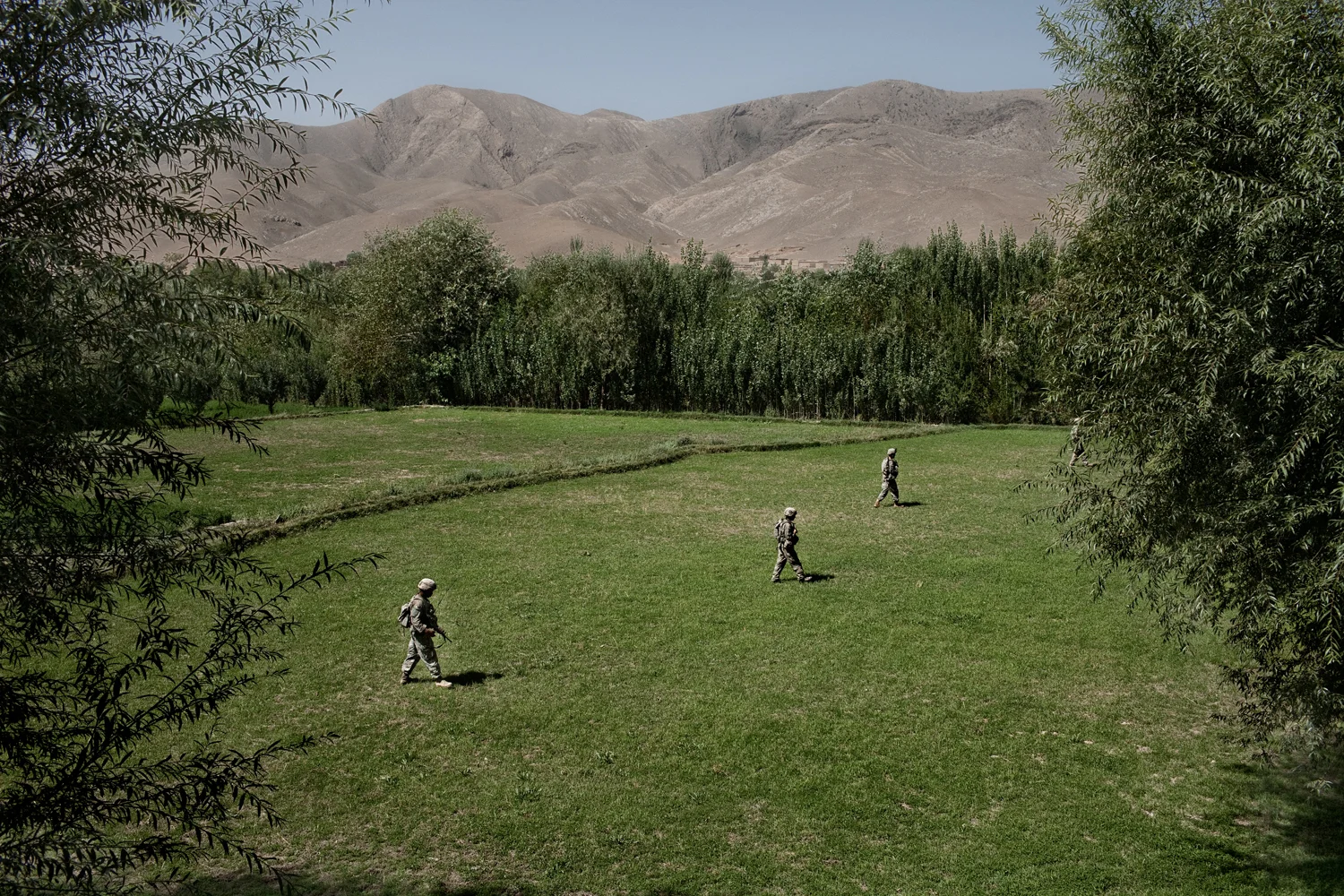 U.S. Army soldiers patrol in the Tangi Valley, Wardak Province, Afghanistan.