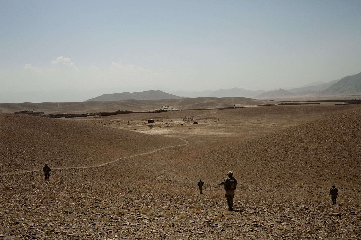  U.S. Army soldiers patrol in the Tangi Valley during an operation in Wardak Province, Afghanistan.    