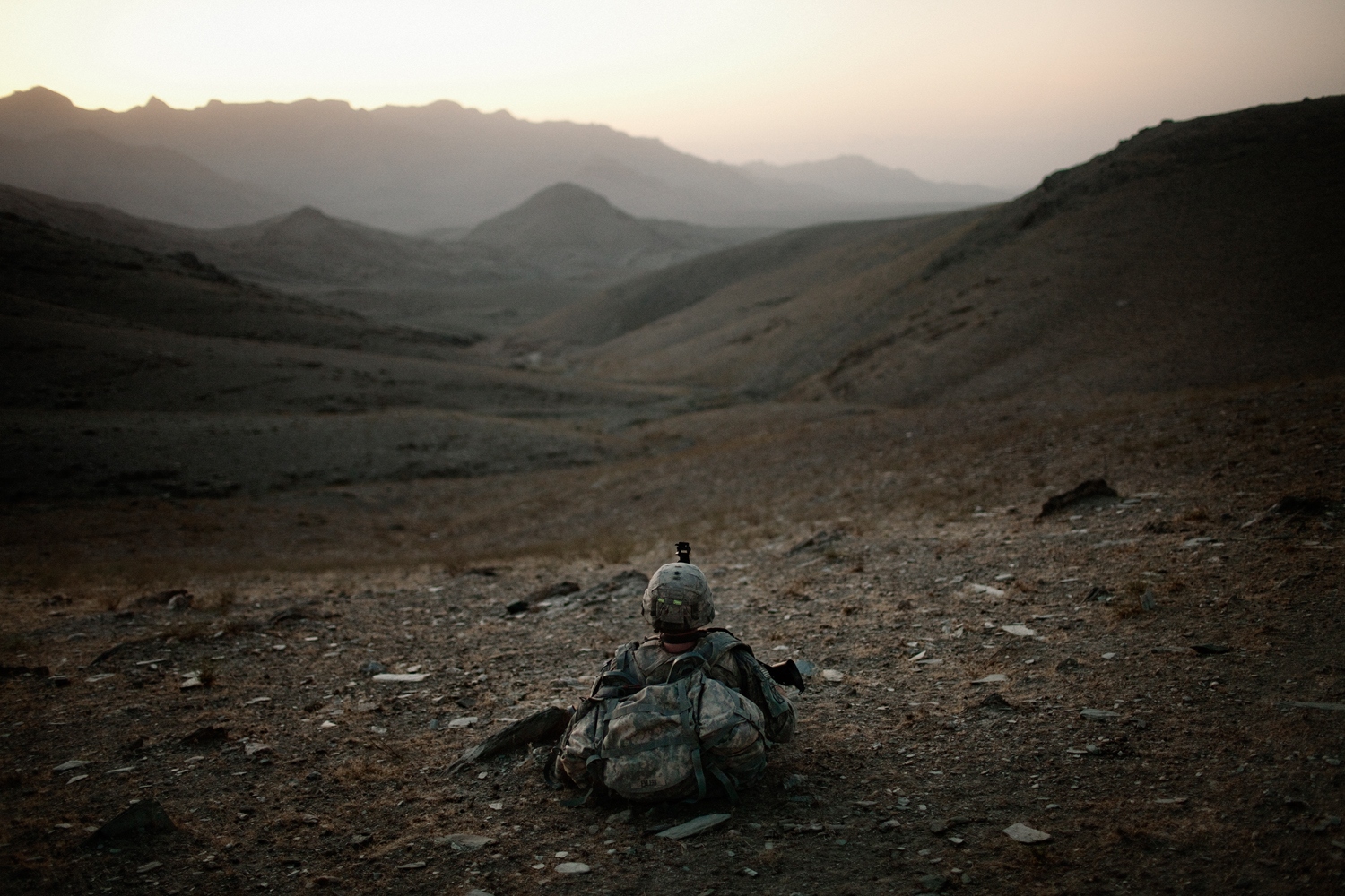 U.S. Army soldiers patrol in the Tangi Valley, Wardak Province, Afghanistan.