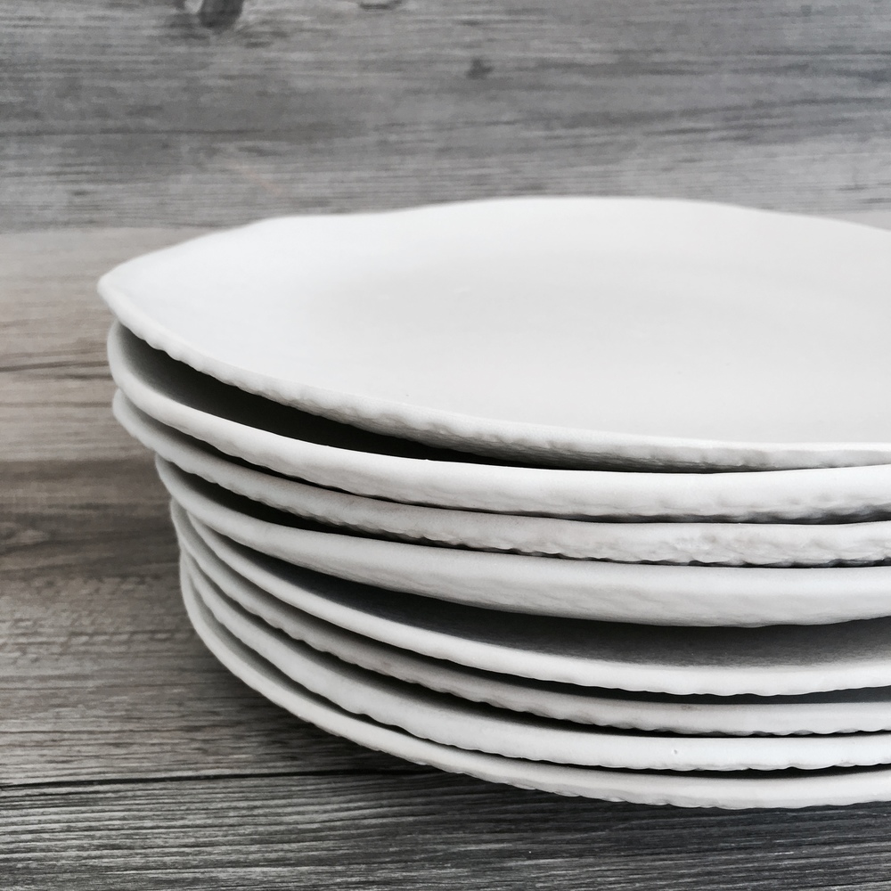 Custom White Farmhouse Dinnerware Set Handmade Plateware Monochromatic  Ceramic Plateware Set Custom Stoneware Dinnerware Neutral Pottery Set 