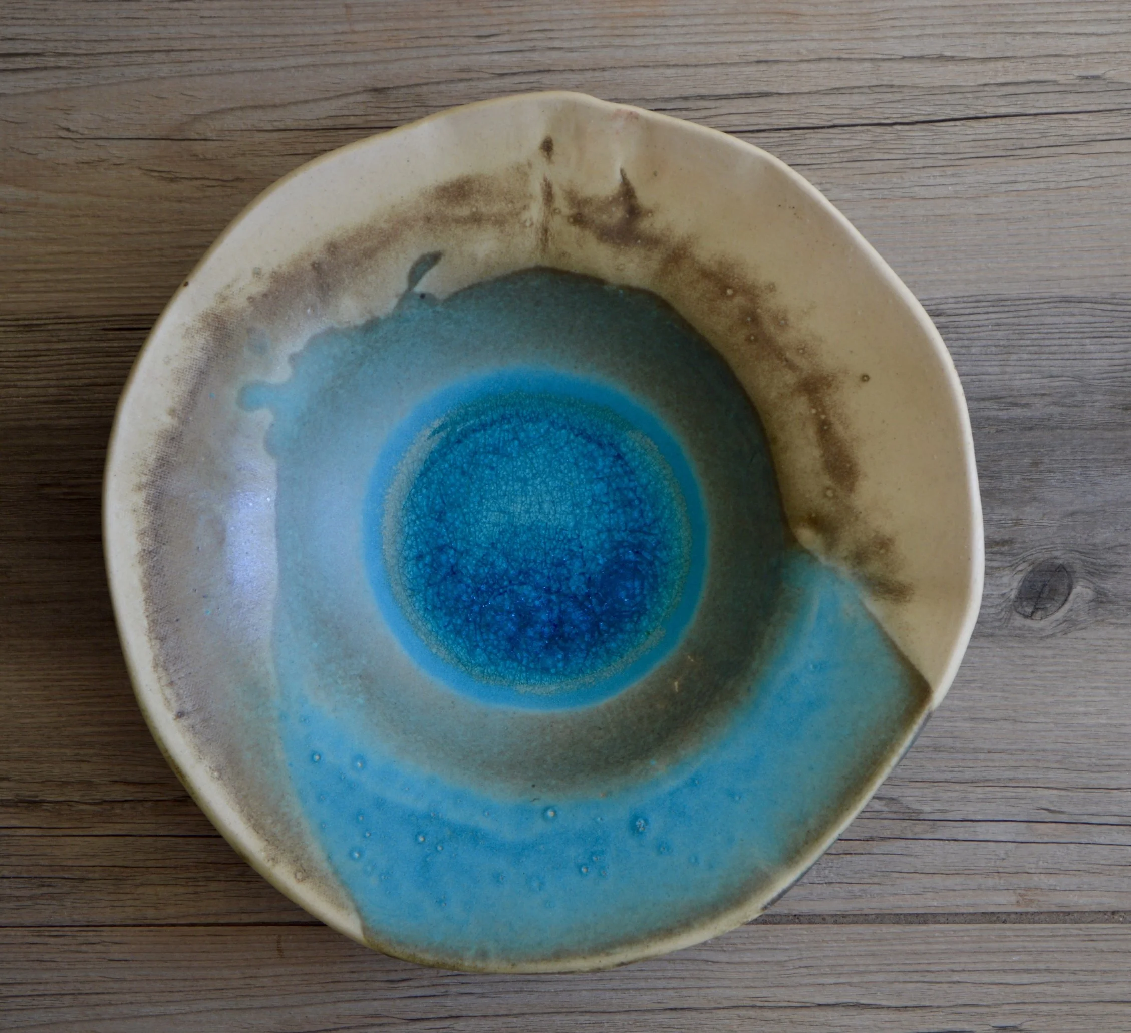 Pasta bowl Turquoise Sombrero turquoise glaze in a white
