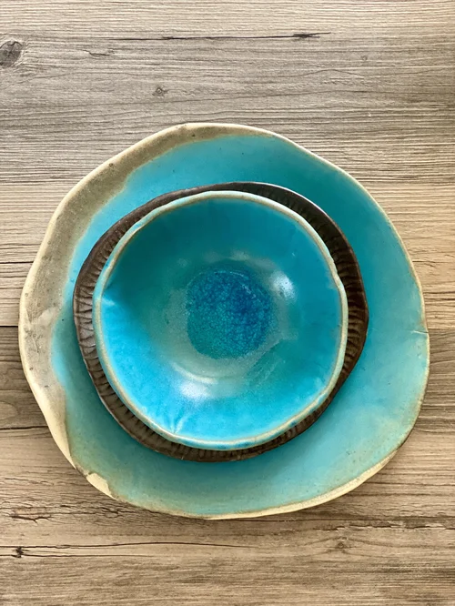 kids plate sculptural pottery blue ceramic lizard plate whimsical pottery bowl desert bowl