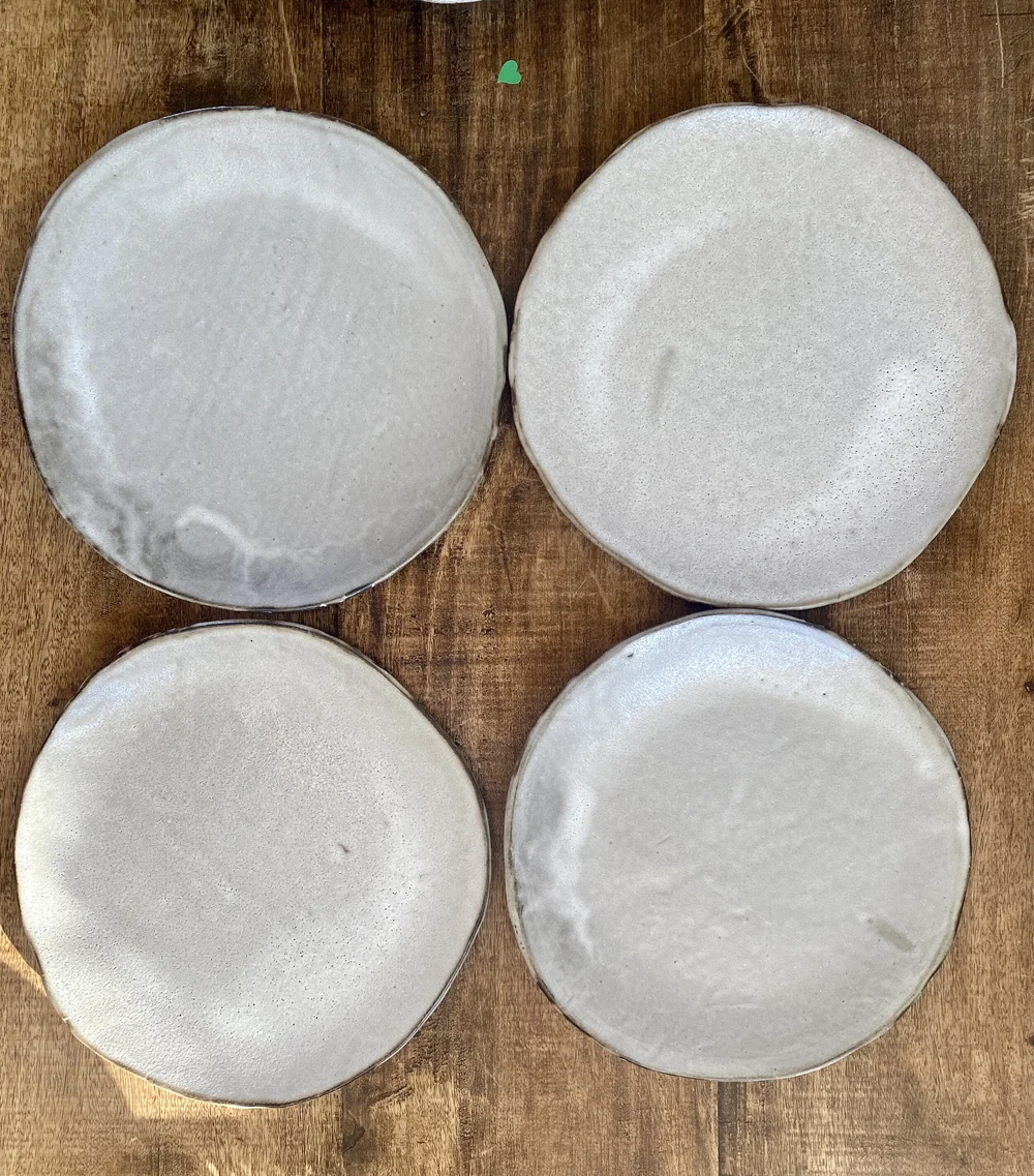 Ceramic dinner plates gray matte contemporary set modern and