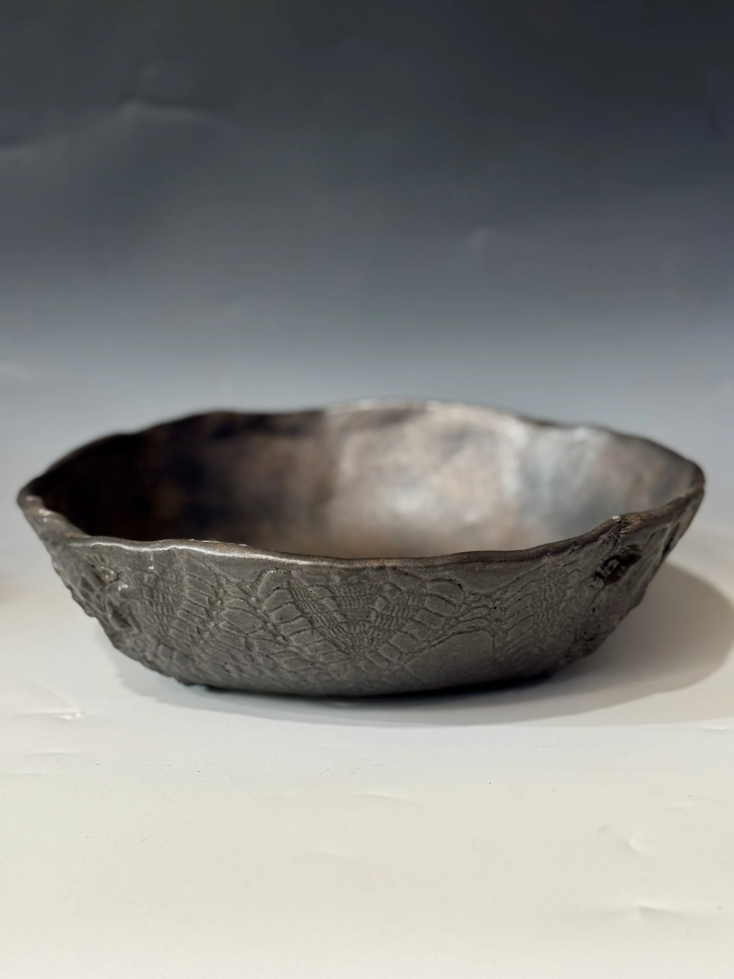 Large contemporary Ceramic serving Bowl  - metallic  Black