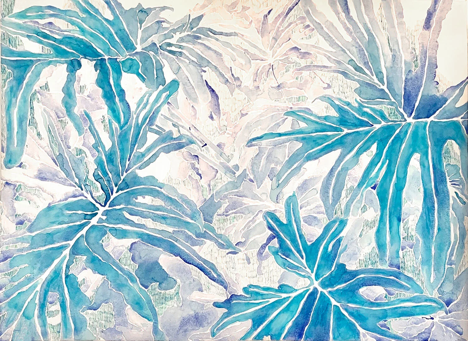 untitled (philodendron in blues IV)
