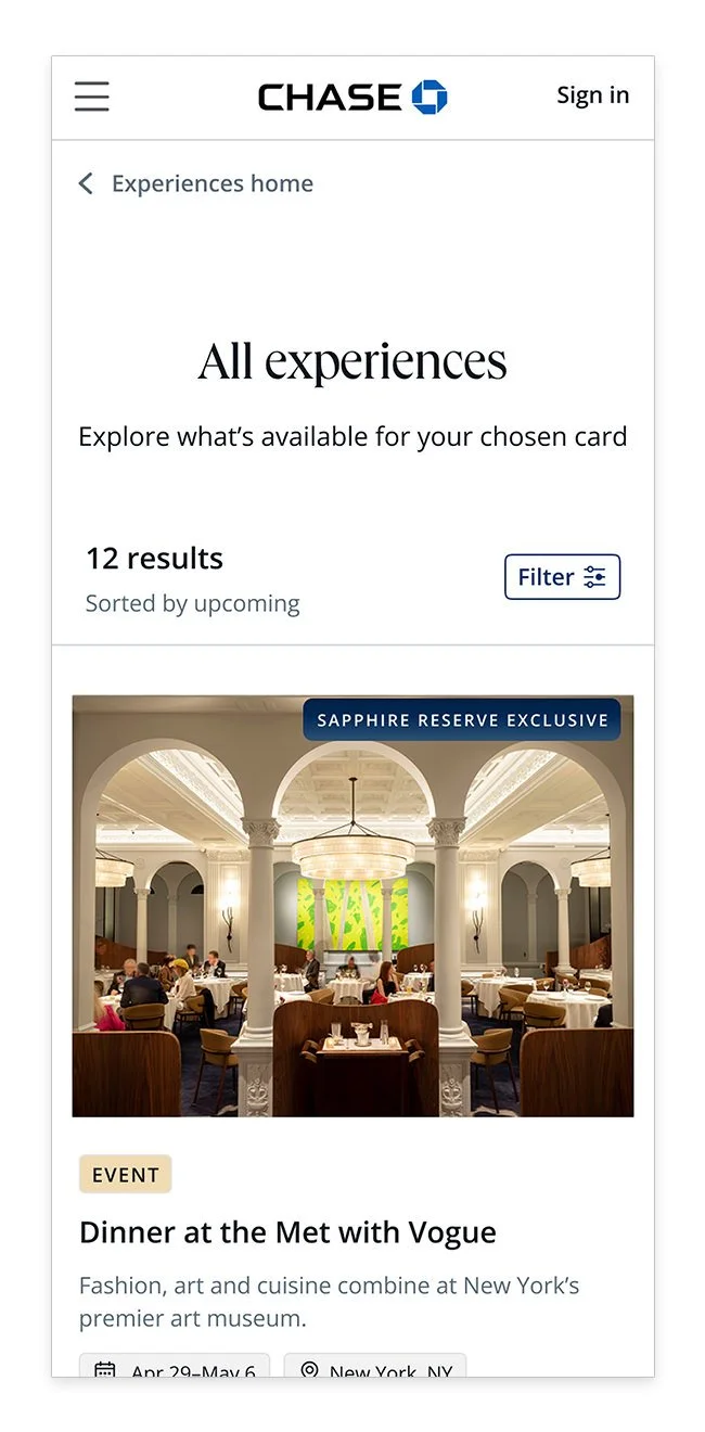 All Experiences Landing Page