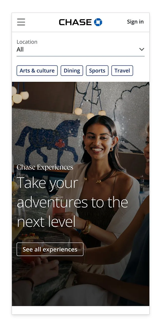 Chase Experiences Home Page