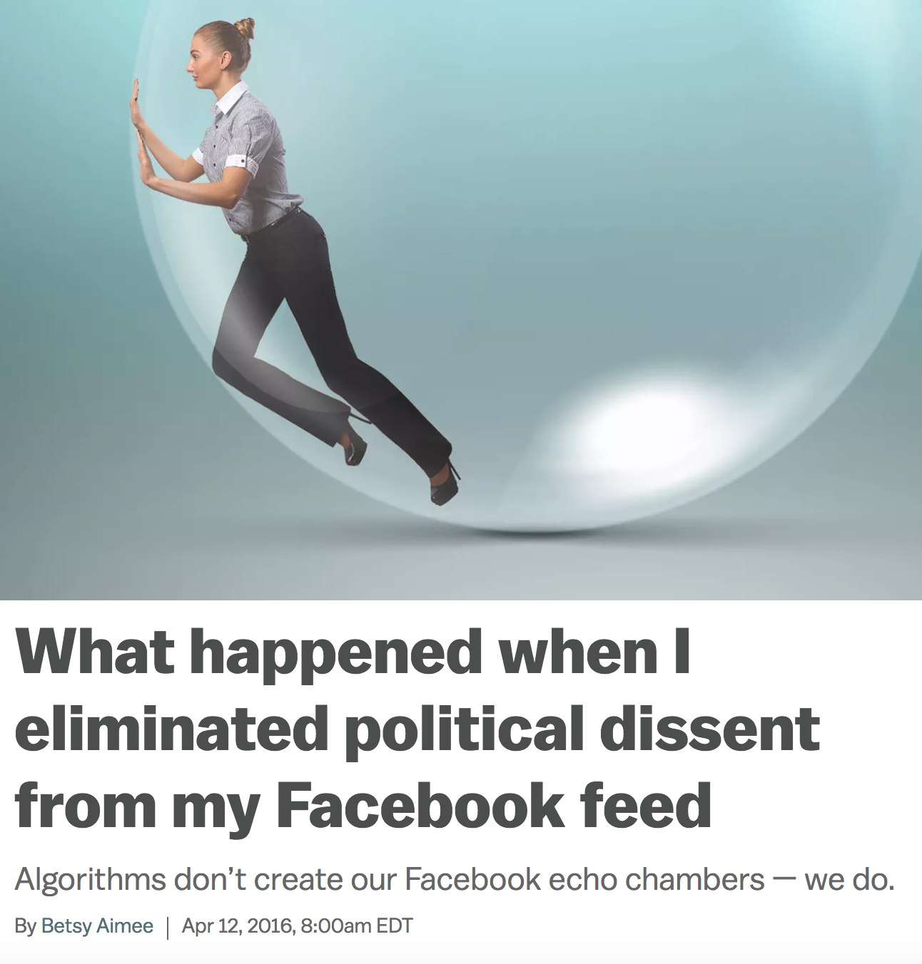 What Happens When You Eliminate Political Dissent from A Facebook Feed