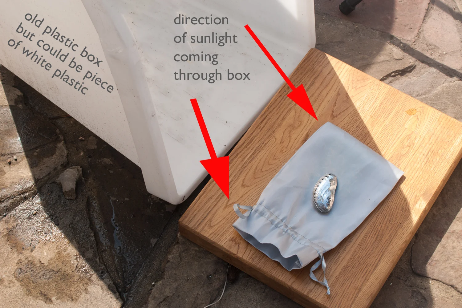 Shooting with sunlight filtered through a white plastic box