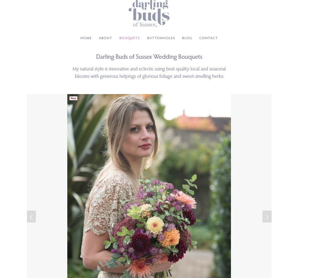 Copy of Screenshot of Wedding Bouquet page on Darling Buds of Sussex website