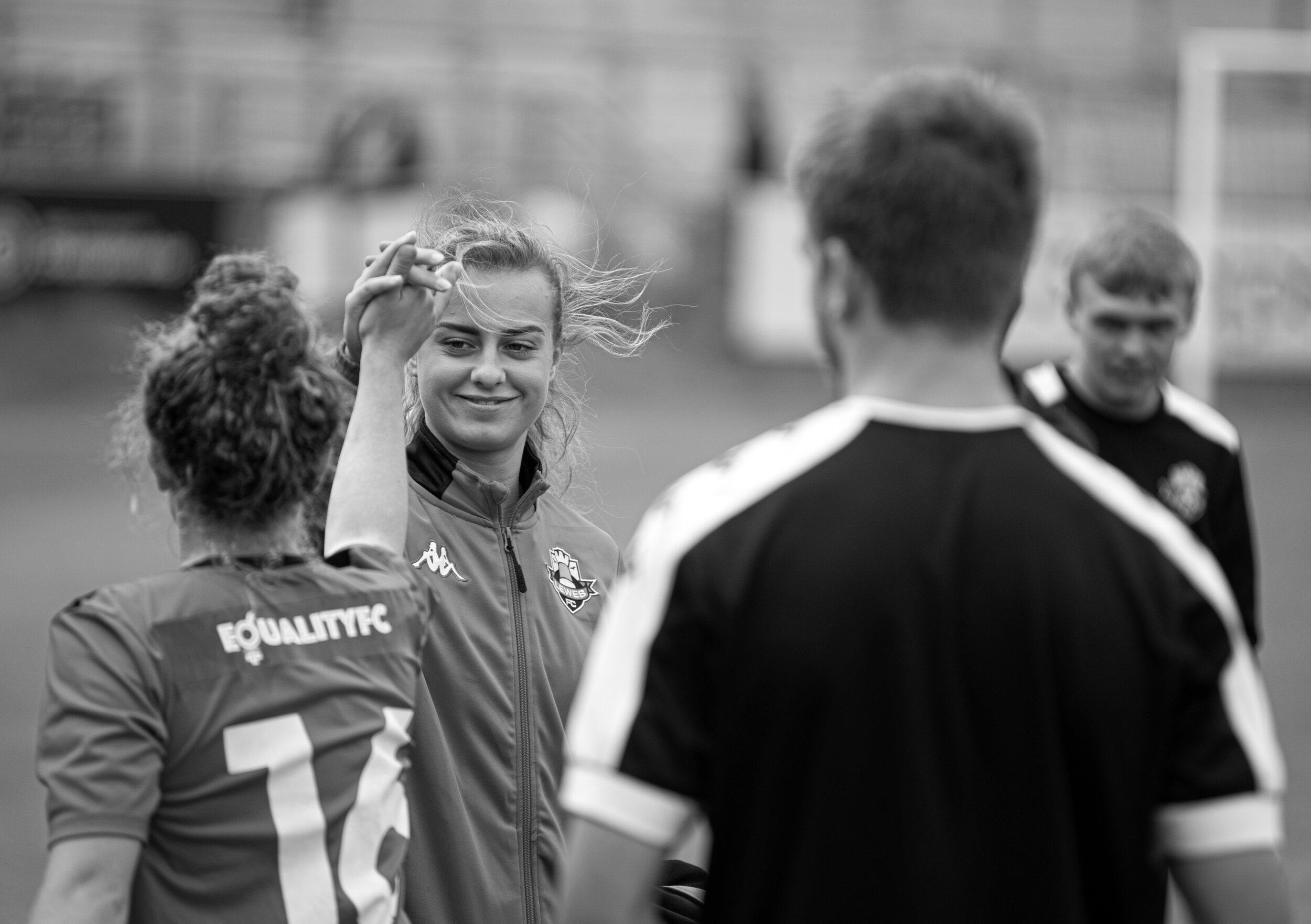 Women footballers after a succesful match.jpg