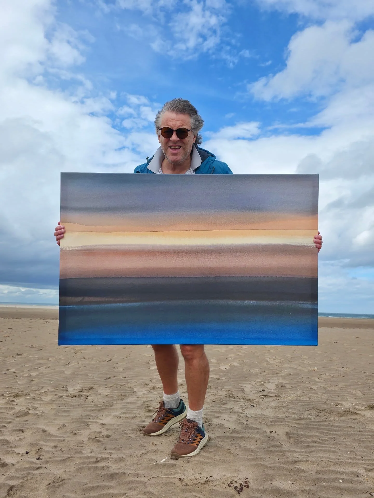 John Fieldhouse, watercolour landscape artist, Holy Island, a windy late summer's day. #johnfieldhouseartist #watercolourlandscapes #northumberland #landscapeartist #lindisfarne #holyisland #katievandyckfilmsandwebsites