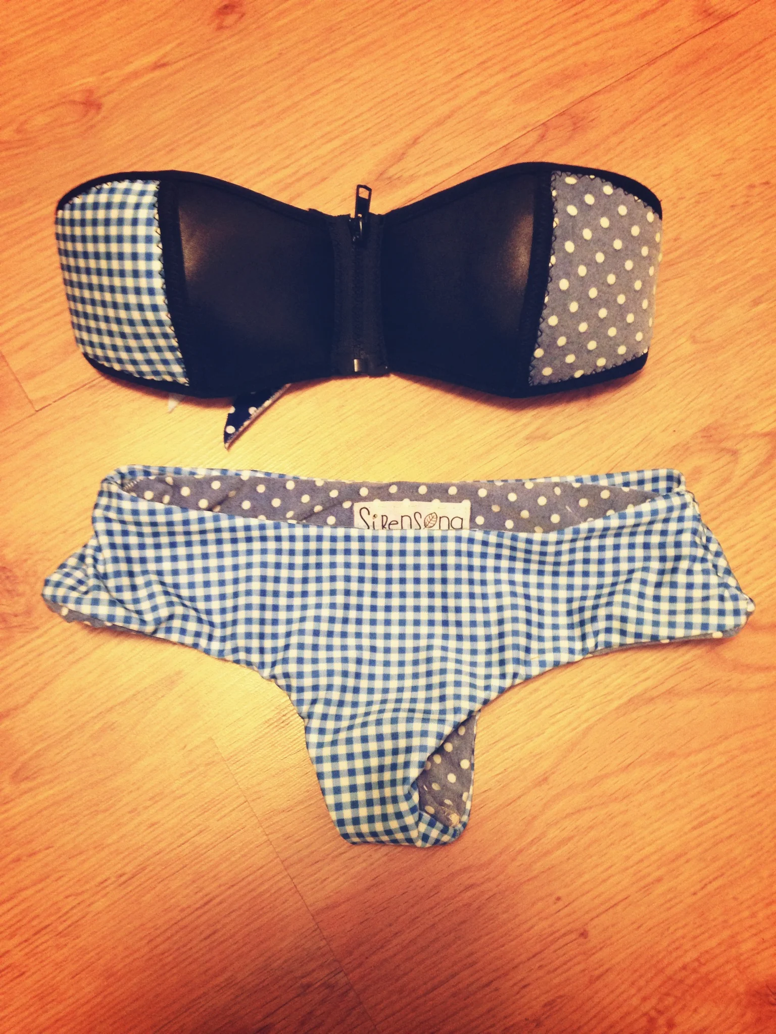 Reversible Bikini Bottoms and Neoprene Bandeau Top