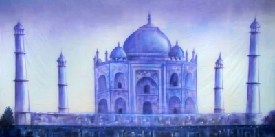 Bollywood Backdrop Blue Taj Mahal Treated with fire retardant 010817