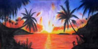 Caribbean Backdrop Caribbean Sunset 2 Treated with fire retardant 300815