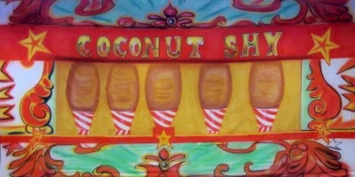 Fairground Bsckdrop Coconut Shy Treated with fire retardant 300815