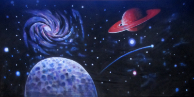 Space Backdrop Stars and Planets Treated with fire retardant 300815