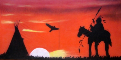 Wild West Backdrop Indian Sunset Treated with fire retardant 300815