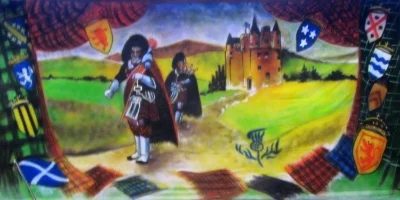 Scotland Backdrop Pipers and Castle Treated with fire retardant 300815