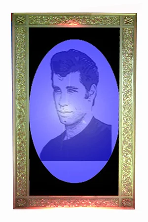 Giant Gold Framed Transparency - Approx 2.5m high and 1.2m wide Back lit with either static or colour changing light