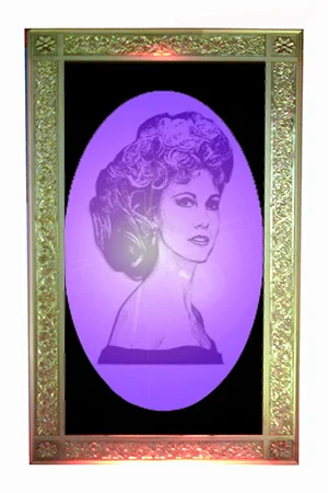 Giant Gold Framed Transparency - Approx 2.5m high and 1.2m wide Back lit with either static or colour changing light