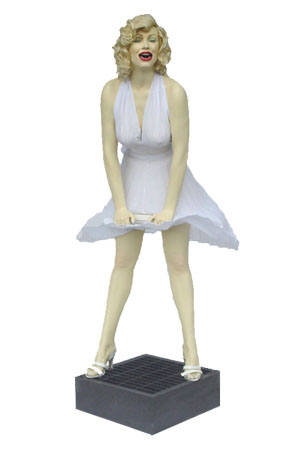 Life sized 3D figure Dress is real and has fan in base unit to blow it up