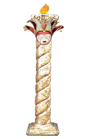 Golden Columns including Mask feature with silk flame effect at top - Height approx 6' - 6 available