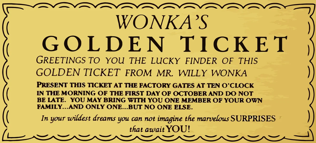 Giant Golden Ticket - 1700 x 1060mm