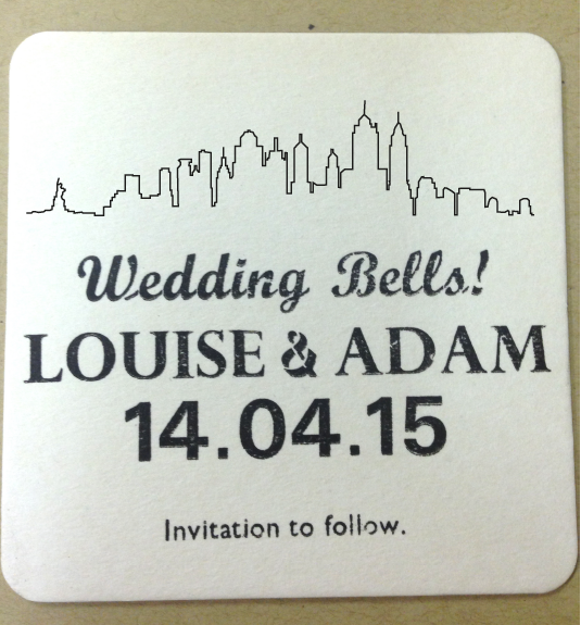 letterpress save the date coaster