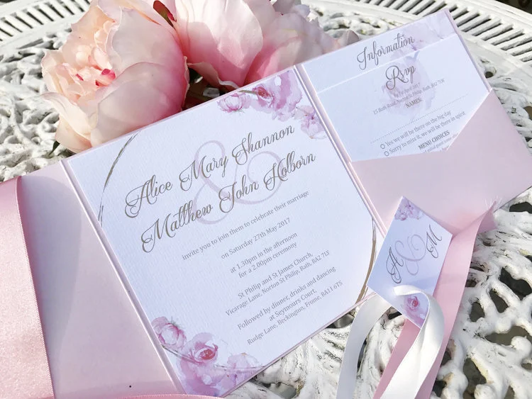 Blush Pink & Rose Gold Wedding Invitations