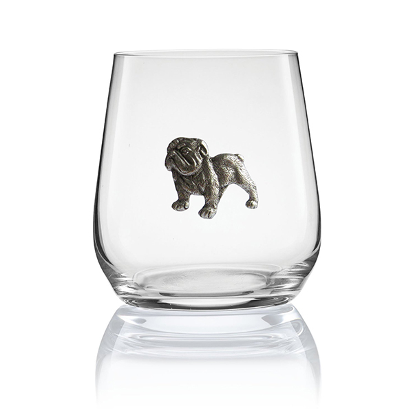 Bulldog Stemless Wine Glass Large 17 oz Glasses Cute Gifts for Dog Lovers with English Bulldogs 