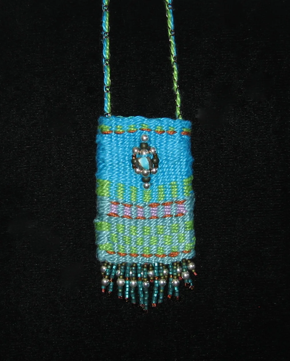 Turquoise, Chartreuse, Fuscia, Lavender Necklace Pouch