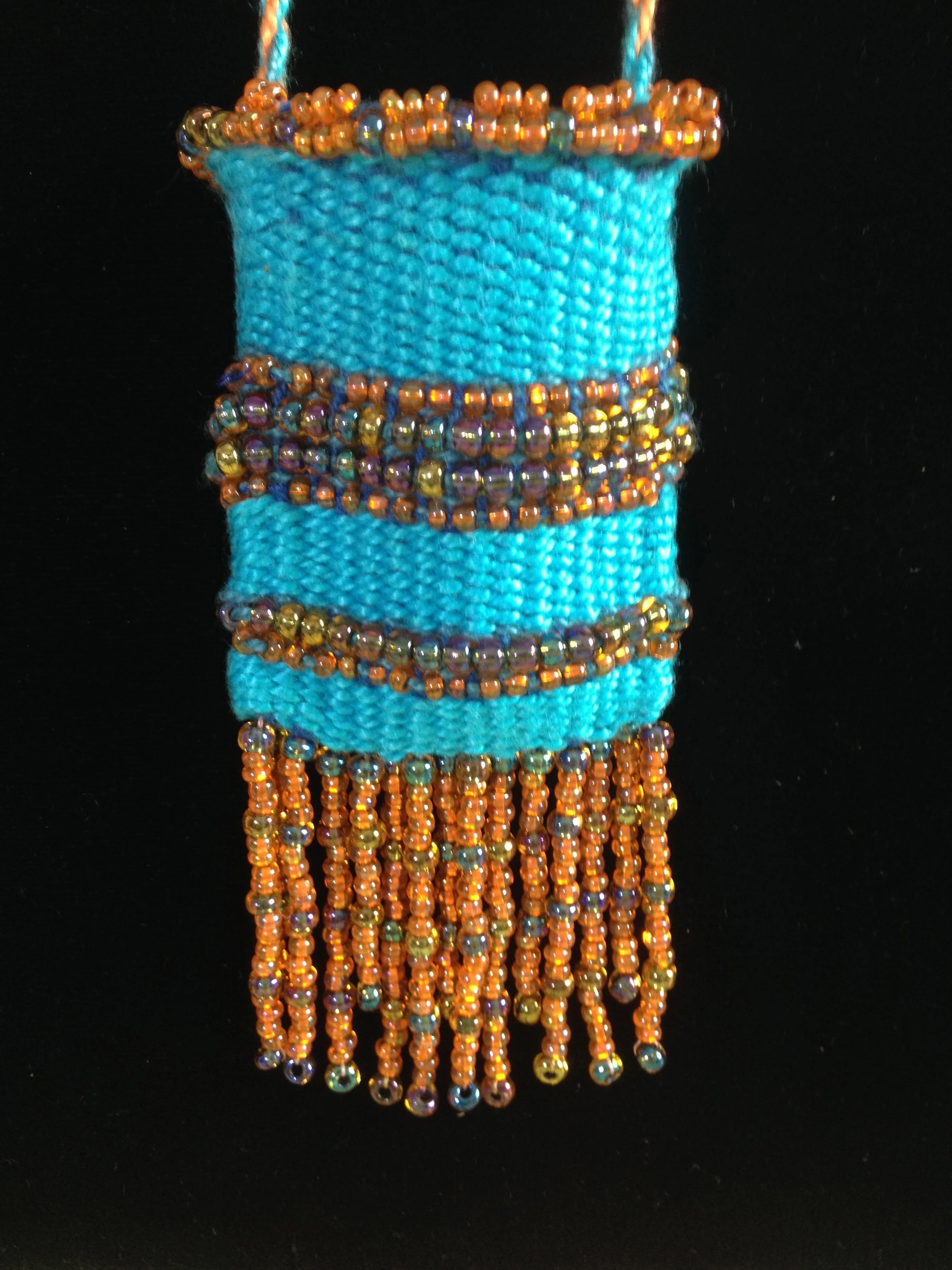 Turquoise and Orange Necklace Pouch